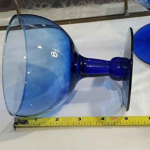 Set of 2 Cobalt Blue Crystal Champagne Cocktail Glasses dessert glass coupes 12z - Picture 7 of 9